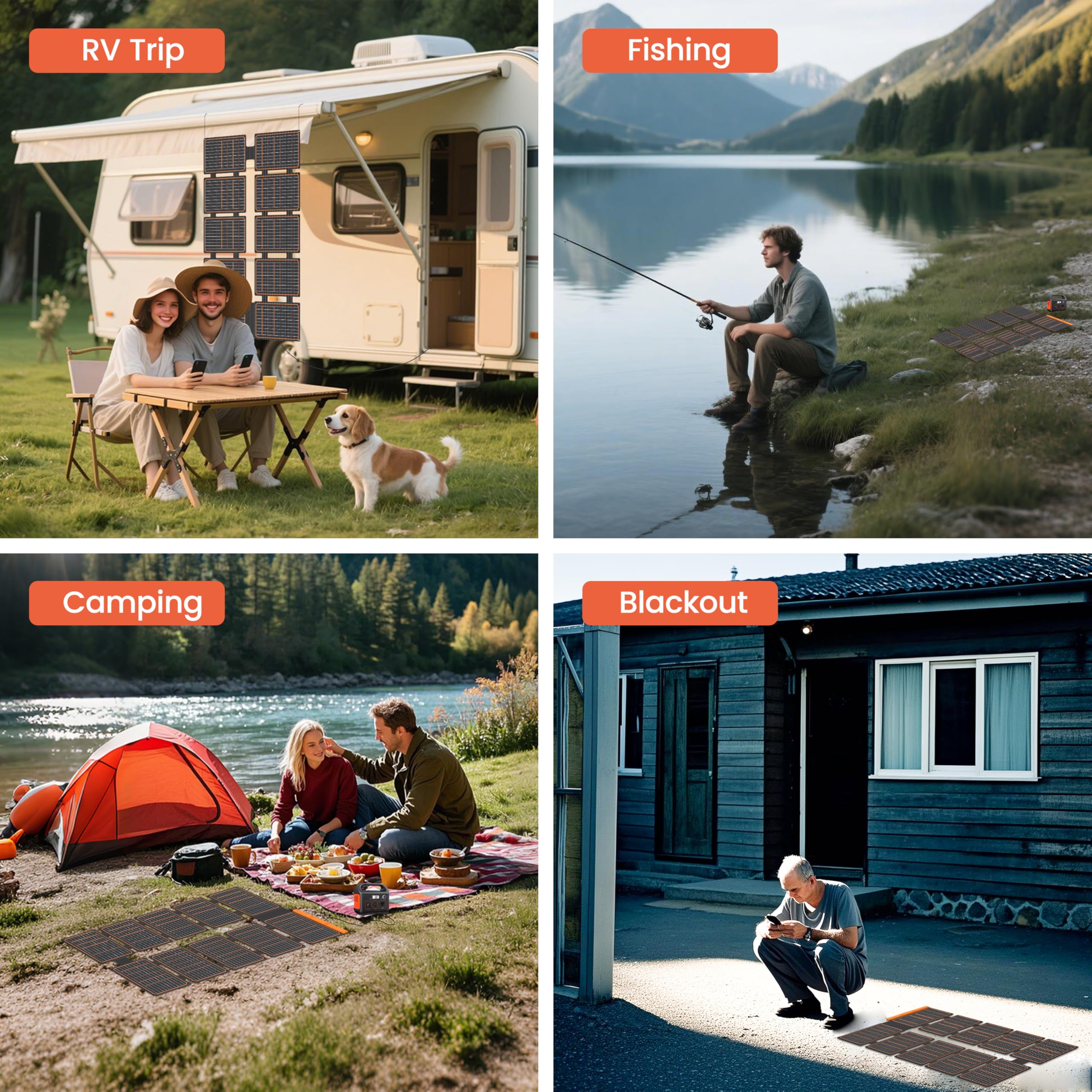 FlexSolar 100W Solarpanel Faltbar DC/QC 3.0 USB-A & PD3.0 USB-C Solarladegerät Monokristalline Solarzelle für Camping,Garten,RV，Smartphone