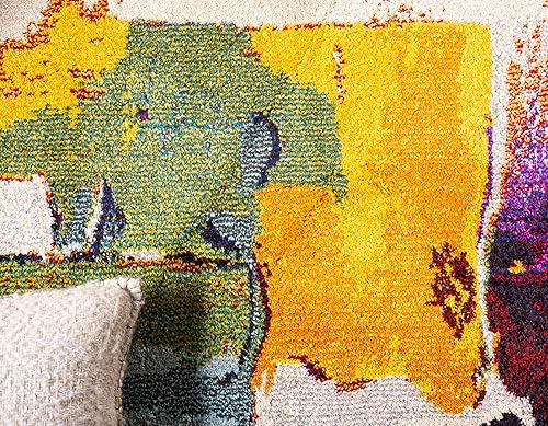 Miniatura 5 de Tapete abstracto Unique Loom, colección Estrella, moderno, multiárea, Polipropileno, beige, amarillo (BeigeYellow)