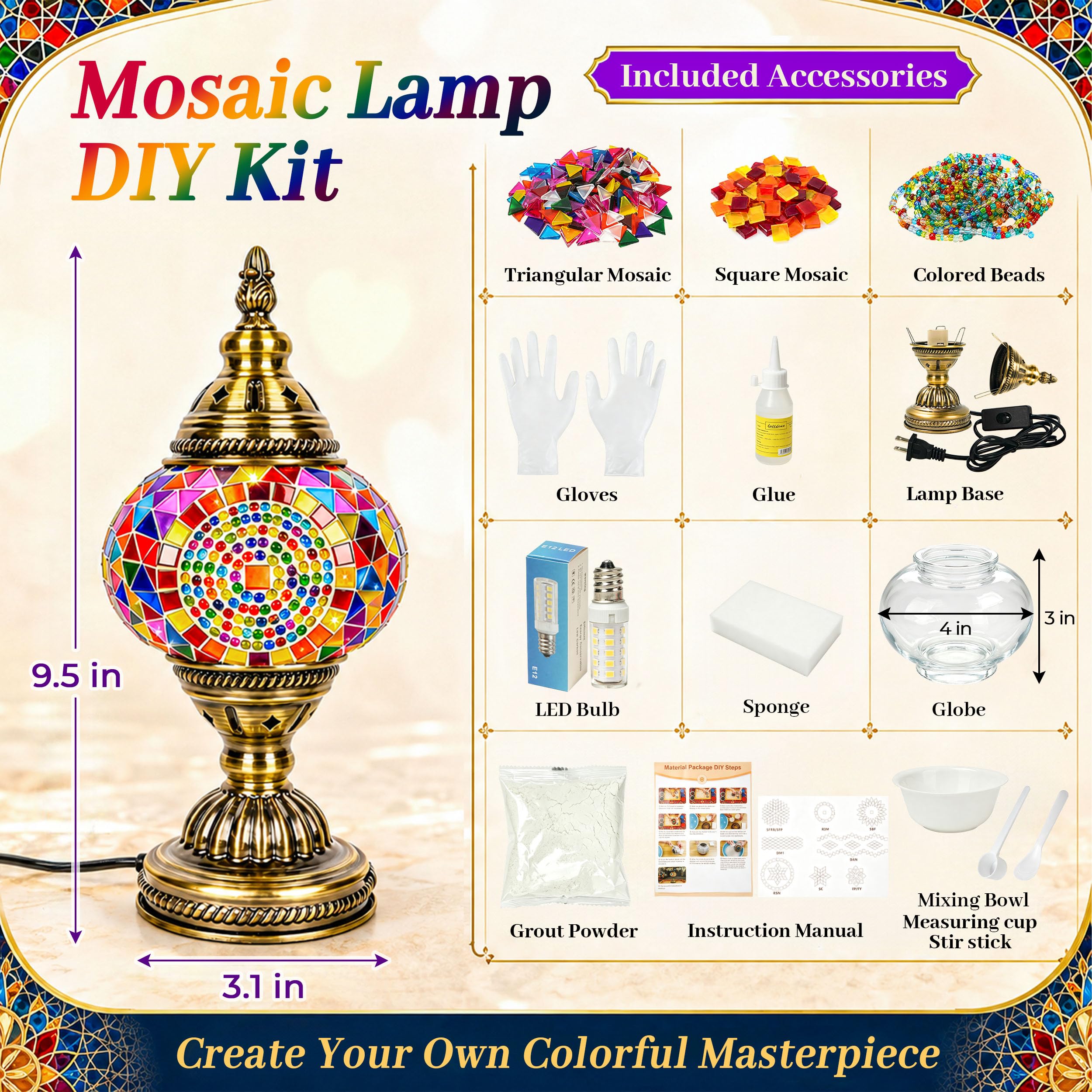 Joyclub Kit fai da te con lampada a mosaico turco per adulti, adatto ai