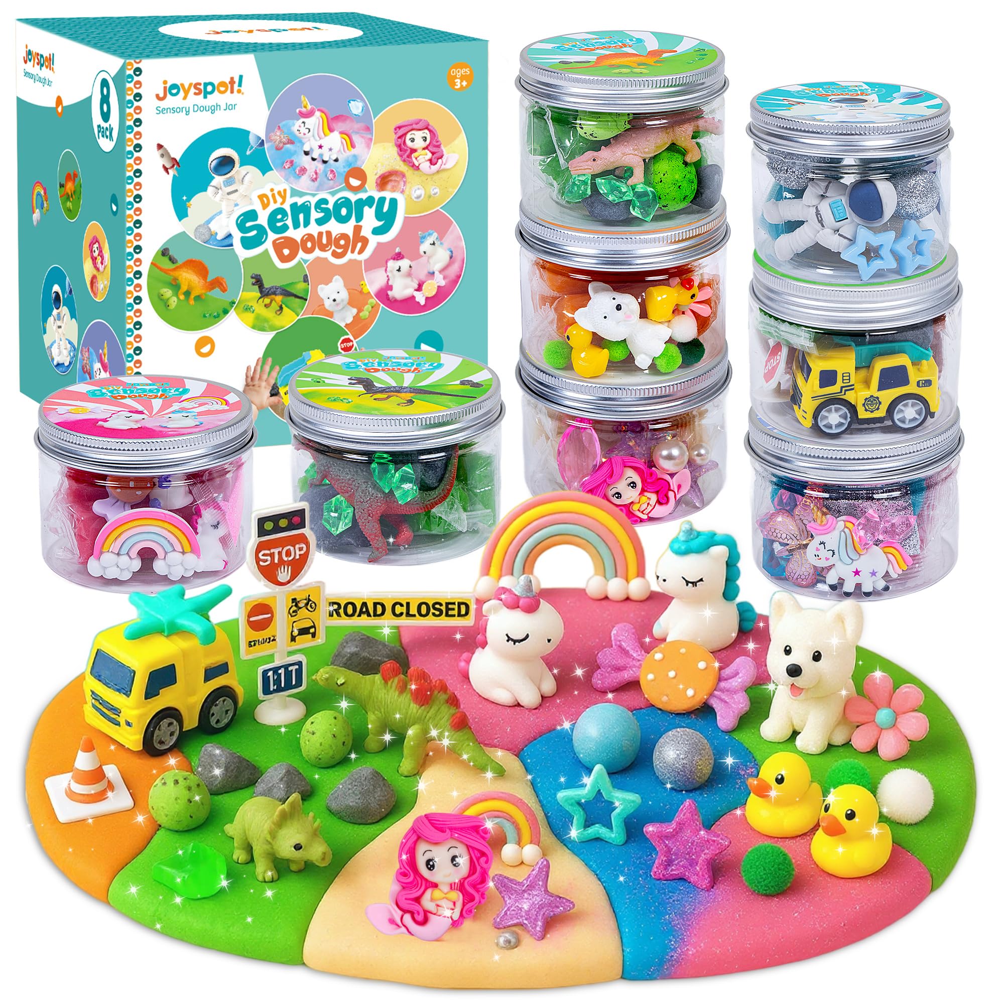 8-Pack Sensory Play Dough Jars, Reusable Play Kit for Kids, Non-Toxic