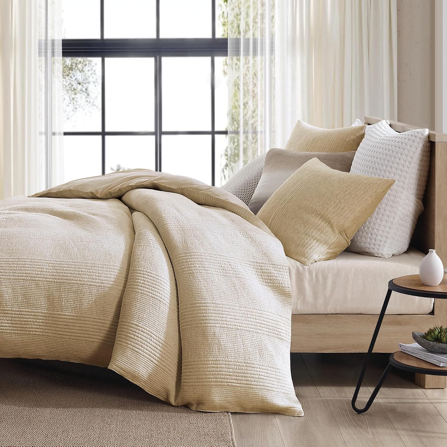 Duvet Cover Set - King, Soft Jersey Knit Bedding - 3 Piece - Oatmeal Beige