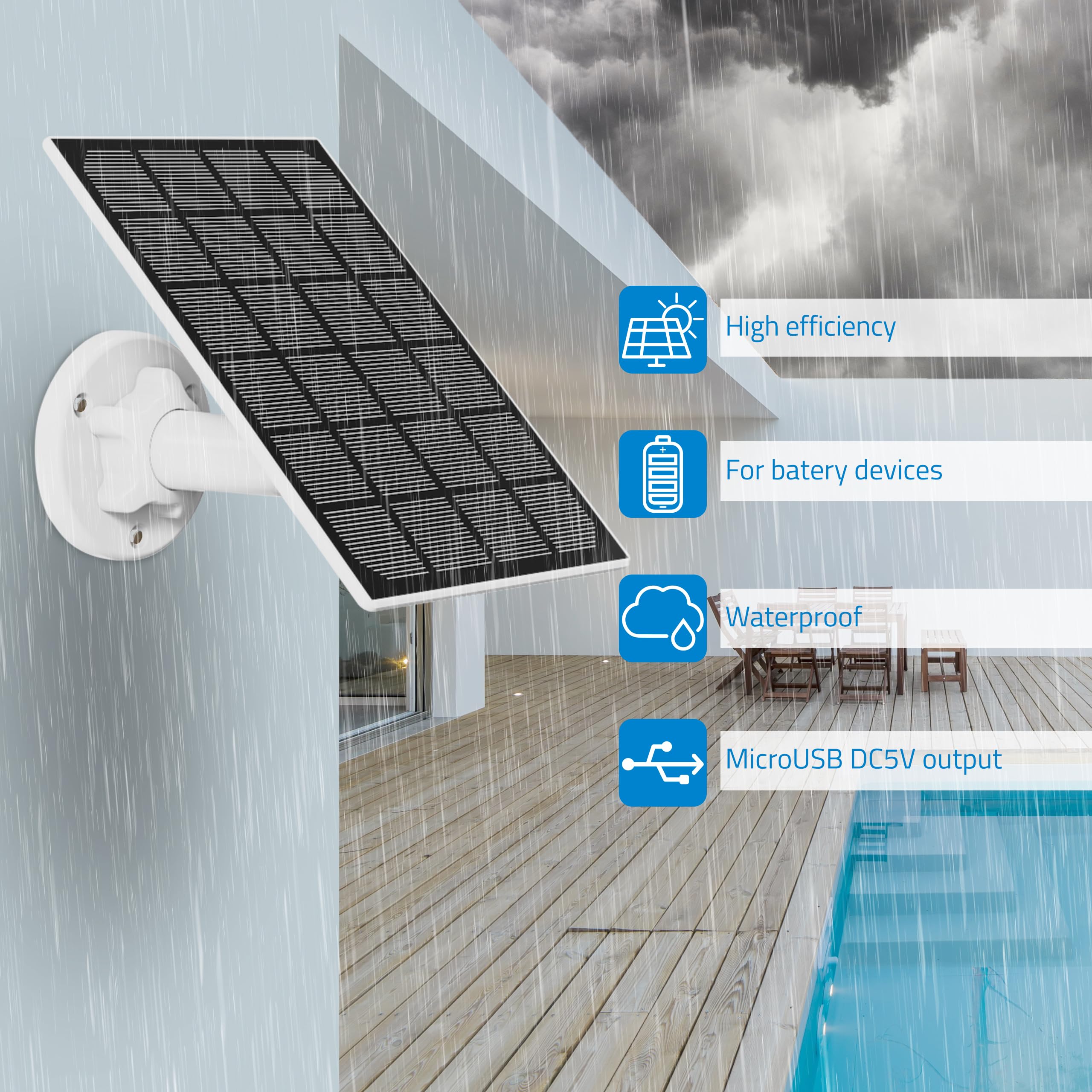 Panneaux Solaires 9W Pour Caméras Sécurité - Lot De 3 | IP65, Câble 3m, Compatible Ezviz