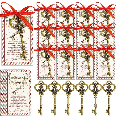 48 Sets Santa’s Magic Key with Cards & Ribbon, Christmas