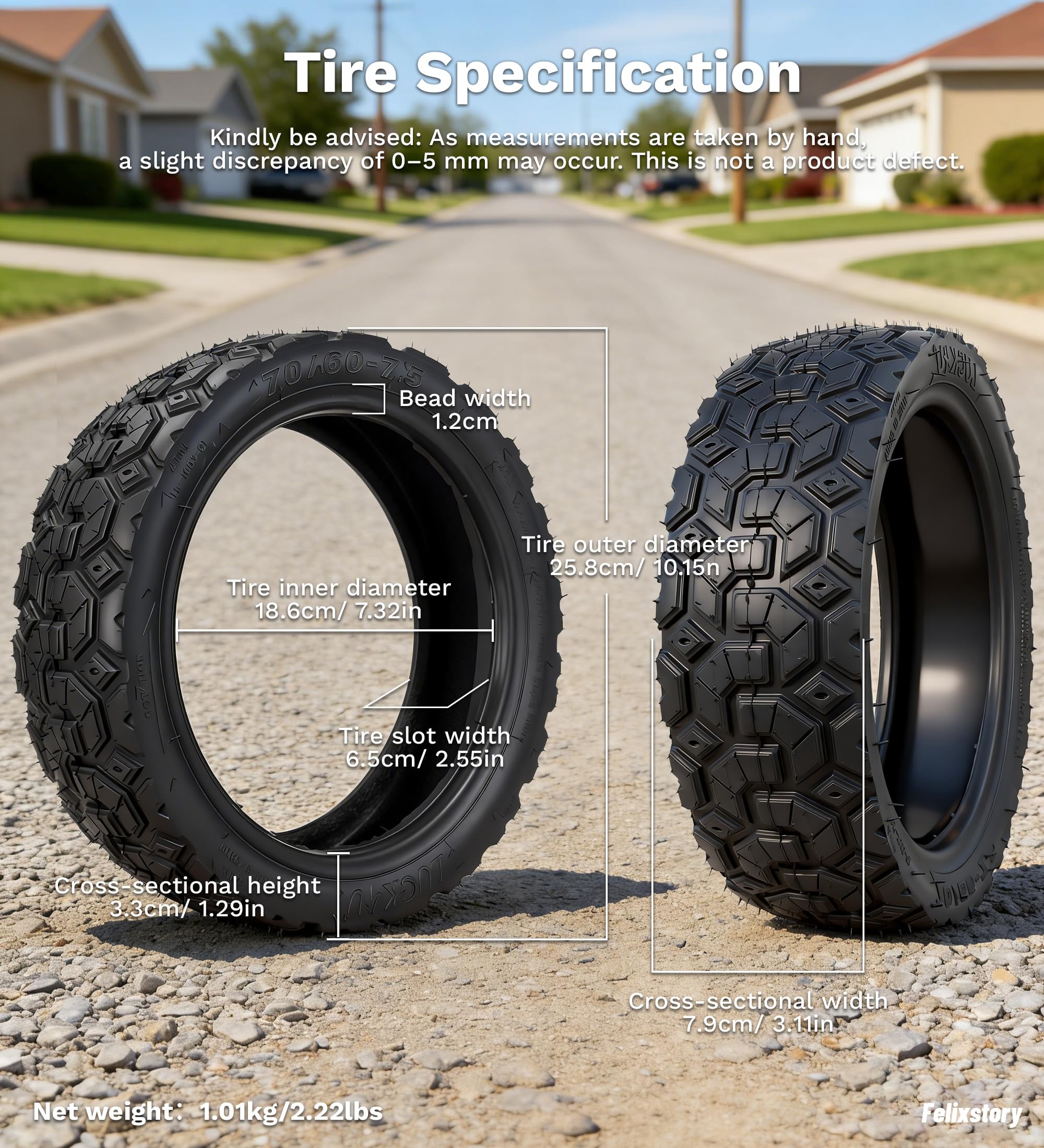 Pneu Tubeless Auto‑Obturant 70/60‑7.5, Compatible Avec Les Trottinettes Ninebot By Segway MAX G3 / ZT3 / ZT3 Pro, Pneu Tout‑Terrain Sous Vide 11 x 2,75, Pneu Anti‑Éclatement 11 Pouces