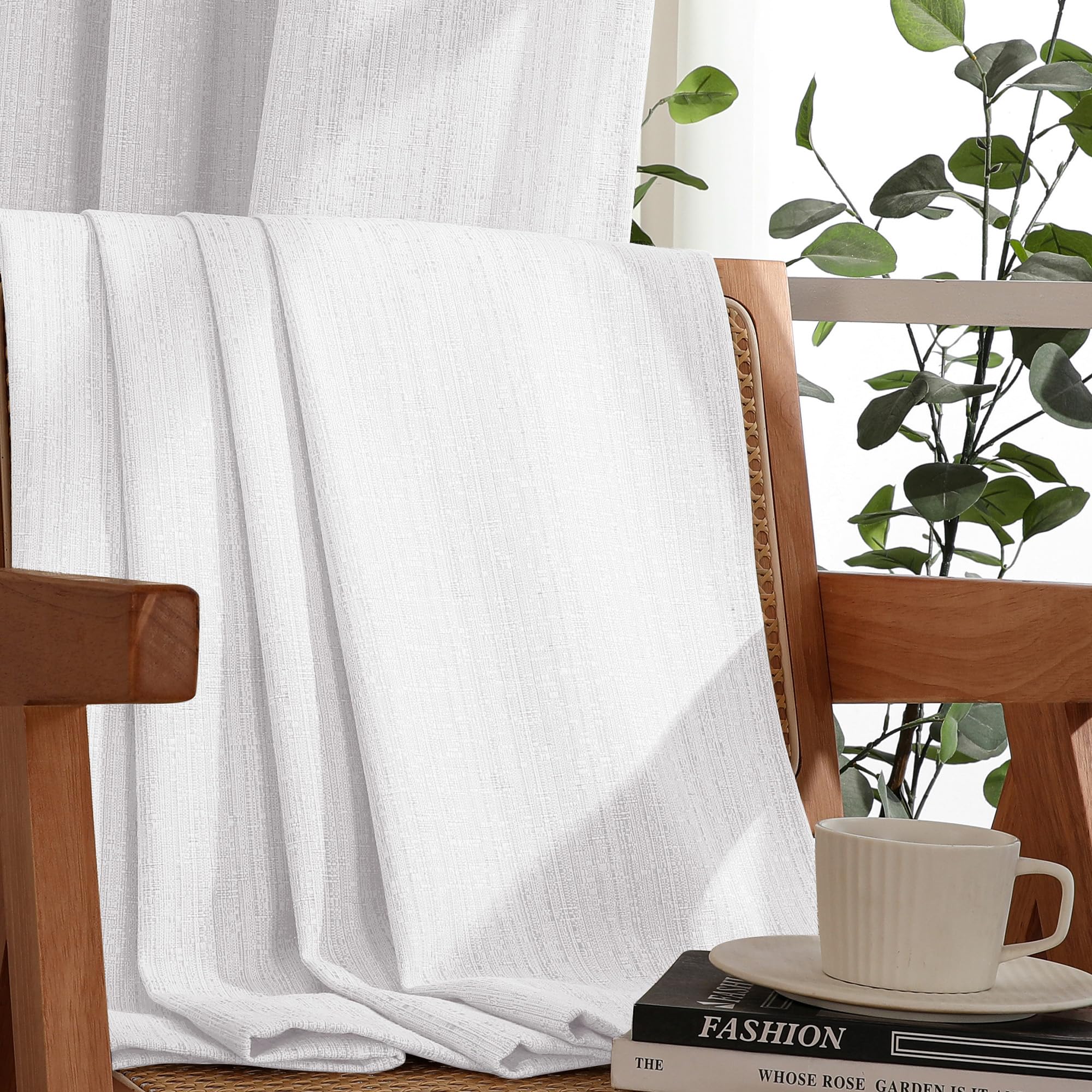 Photo 1 of Chyhomenyc Kaku 100% Blackout Curtain Panels 84 inch Length 2 Panels, Thermal Insulated Energy Saving Slub Jacquard Textured Back Tab Rod Pocket Window Drapes for Bedroom, 52x84 Inch, Oatmeal White-back Tab 2x52x84"
