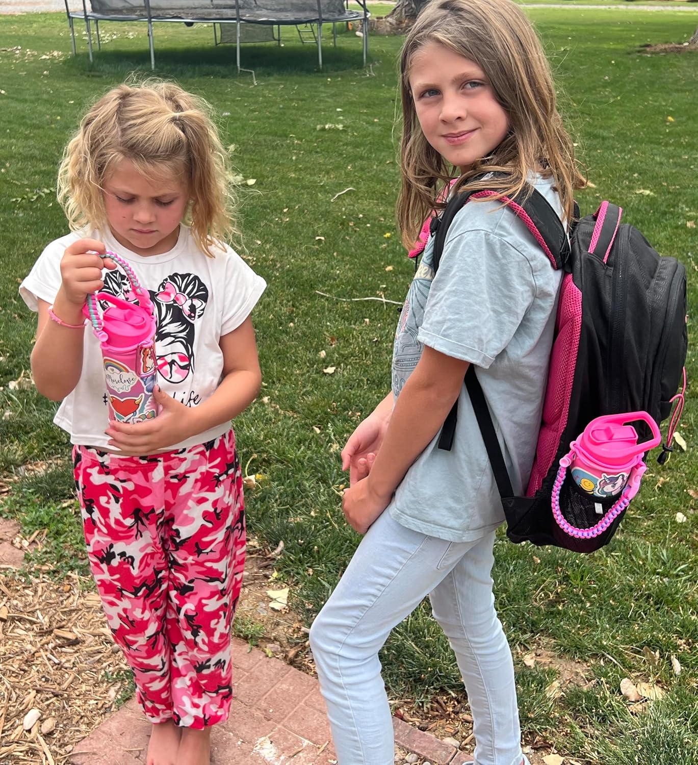 Mininoo Kids Water Bottle, Girls Water Bottle for School, 16oz Metal Stainless Steel Water Bottle Kids with Straw Lid(Sweat Peach) - Image 3