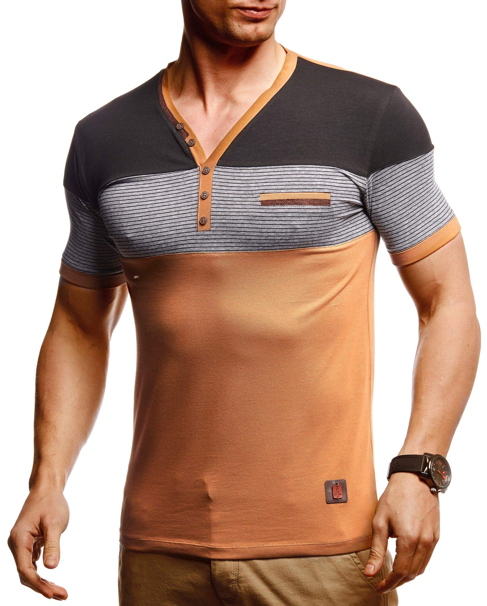 Leif Nelson Summer T-Shirt Men's V-Neck Cool T-Shirts Long V-Neck Cotton Casual Basic Shirts Men Short Sleeve Men's T-Shirt