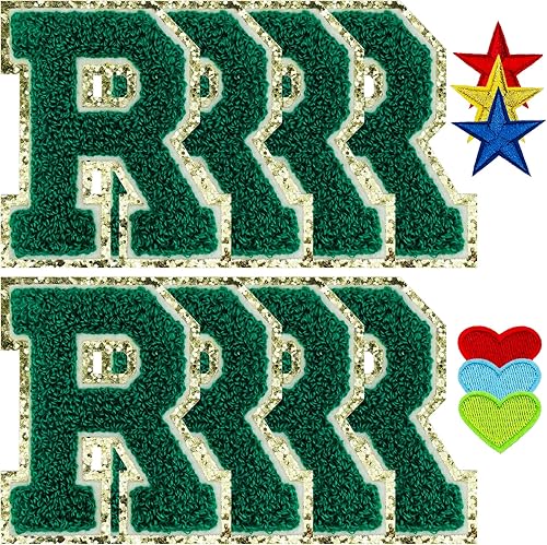 Miniatura 42 de Jongdari Letras termo-adhesivas para ropa, parche de letras de felpilla con brillantina del alfabeto, apliques para coser con adhesivo planchado, 8