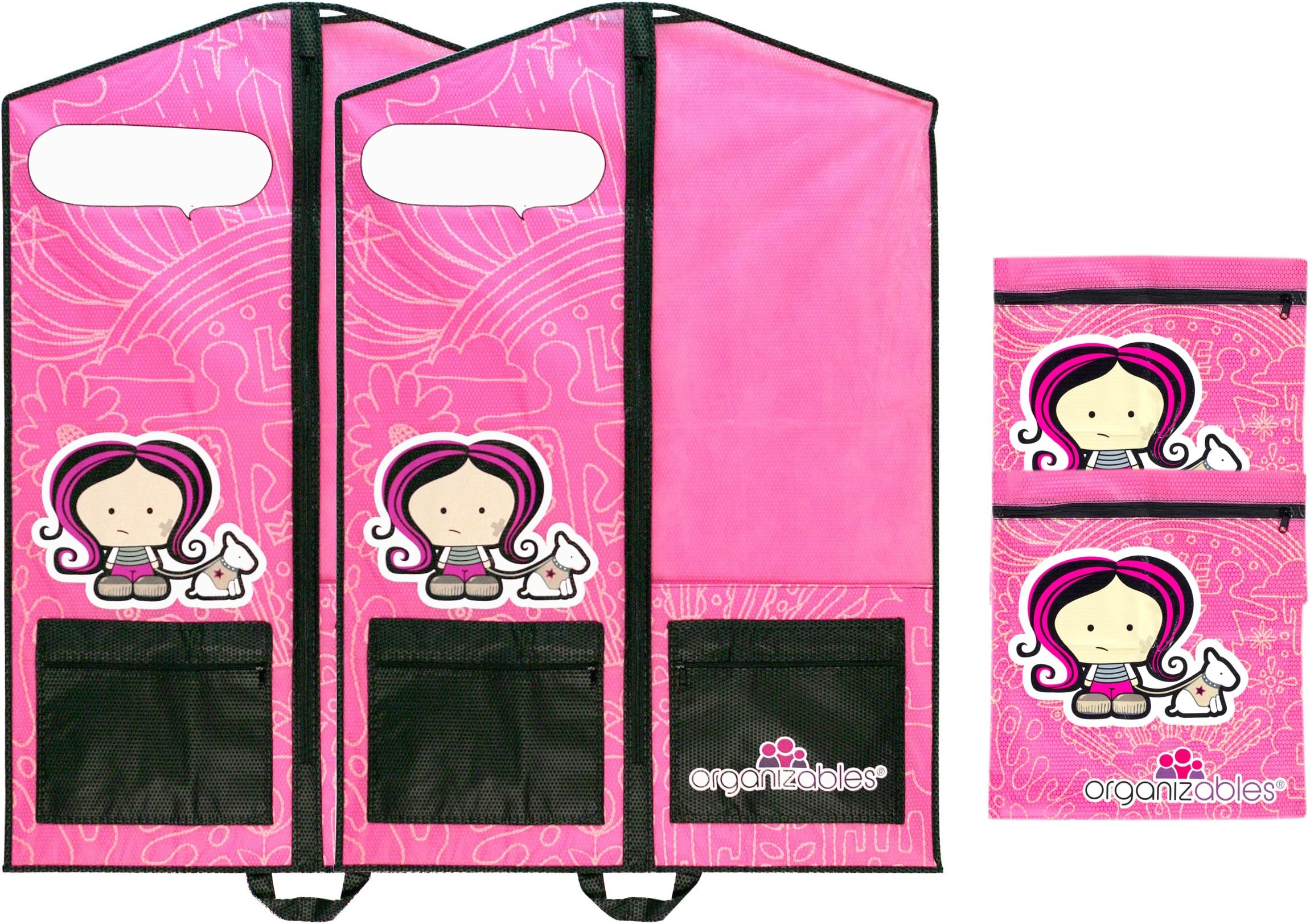 Organizables Children's Hanging Clothes Organizer, Girls Deluxe Weekend Set, Pink