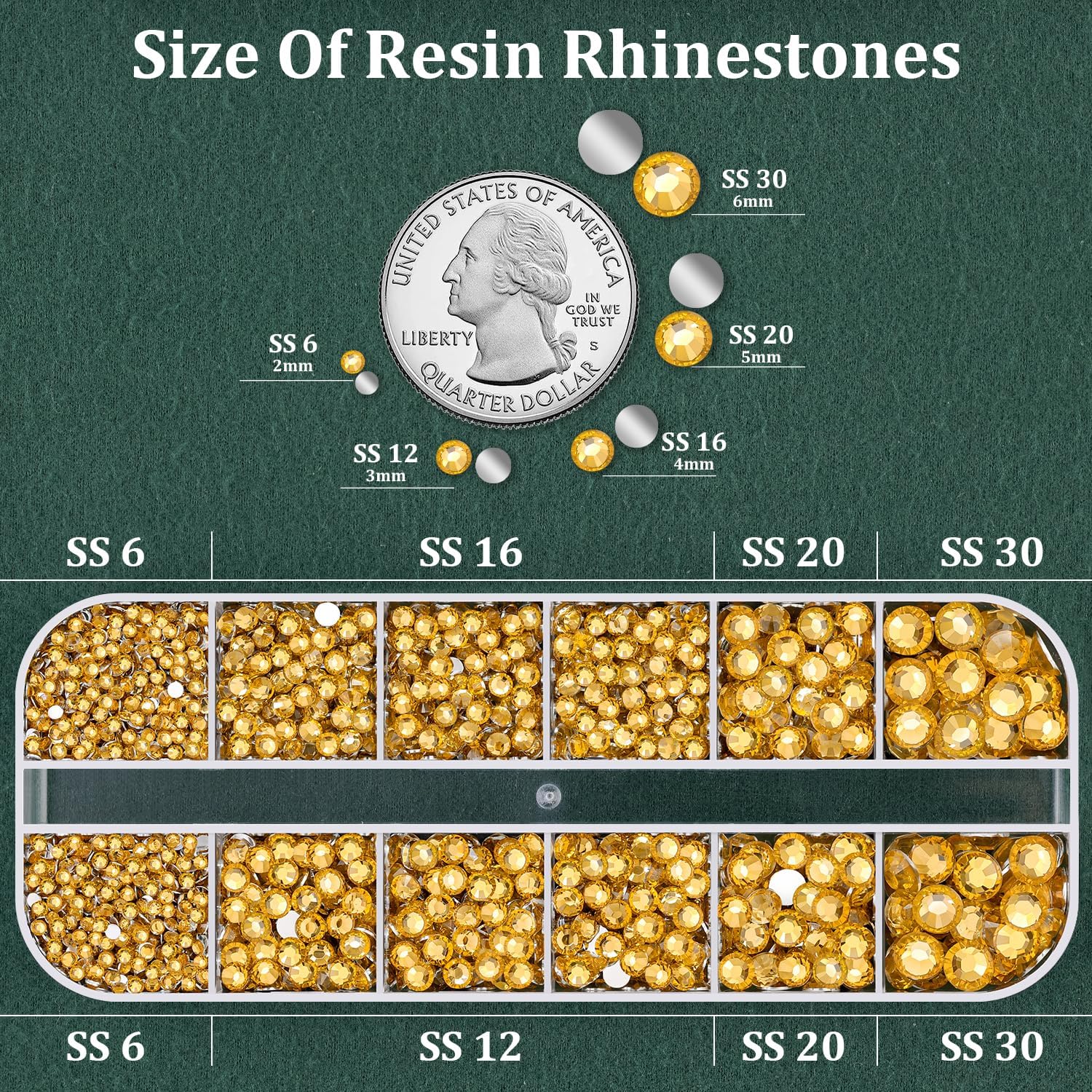 Resin Rhinestones for Crafting with B7000 Jewelry Glue, 1 Box Golden Yellow Flatback Crystals with 3Pcs 10ml Glue for Bedazzling Crafts DIY Nail Art Makeup, Gems for Clothing Shoes image 2
