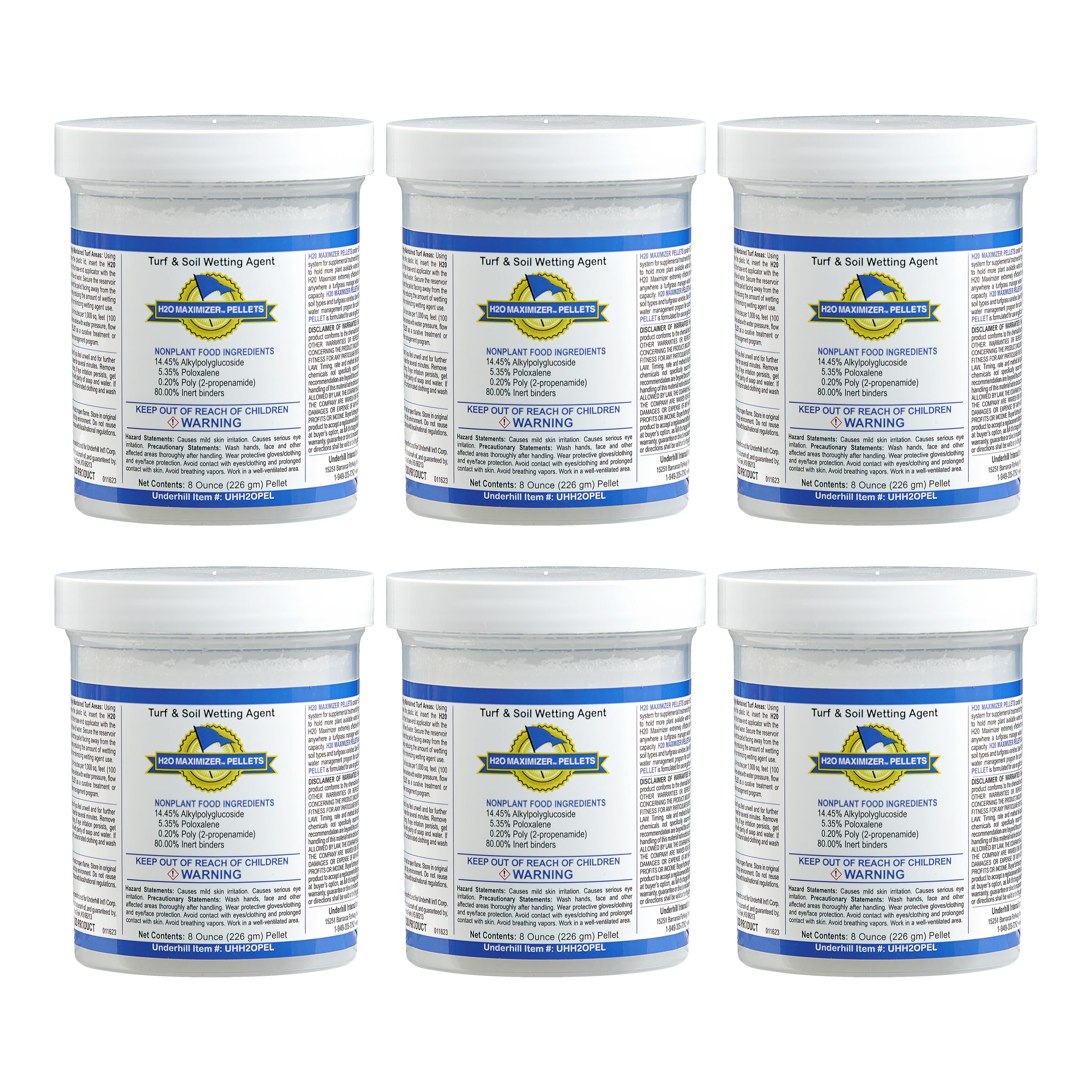 Underhill UHH20PEL H20 Maximizer Ultra Holding Wetting Agent Pellets Soil Surfactant for Lawn, Garden, Turf Grass, Golf Greens, 6 Tablets