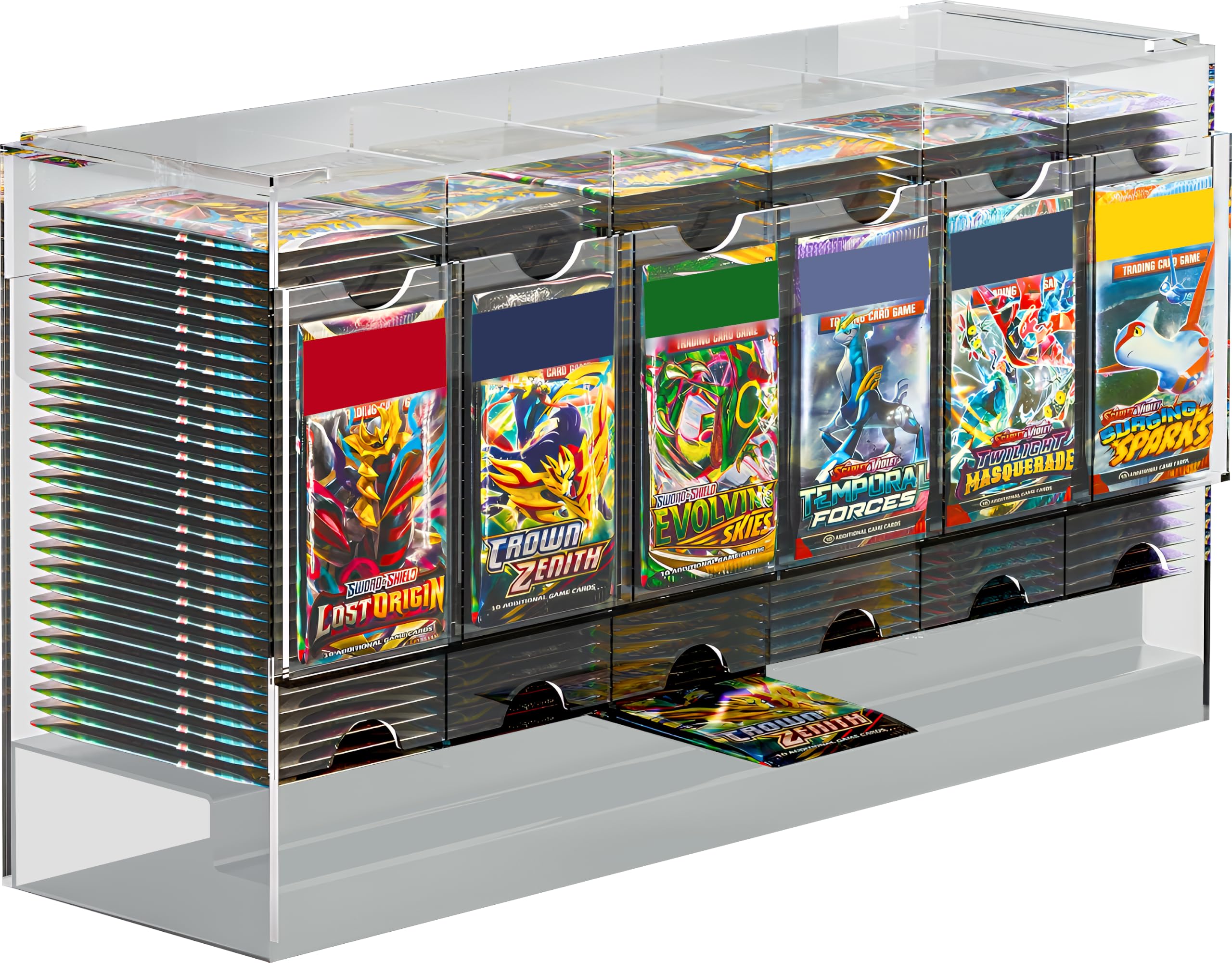 Vaulted Vortex Tcg Booster Pack Holder Dispenser 6 Slot Acrylic Stackable Design/Clear Compatible With Tcg Trading Card Boosters And Sports Card Boosters