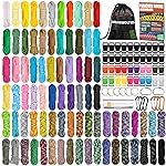 WEREWOLVES Paracord 550 Combo Crafting Kits with Instruction- 80 Colors 10ft Multifunction Paracord Ropes and Complete Accessories for Making Paracord Bracelets, Lanyards, Dog Collar (Lucky)