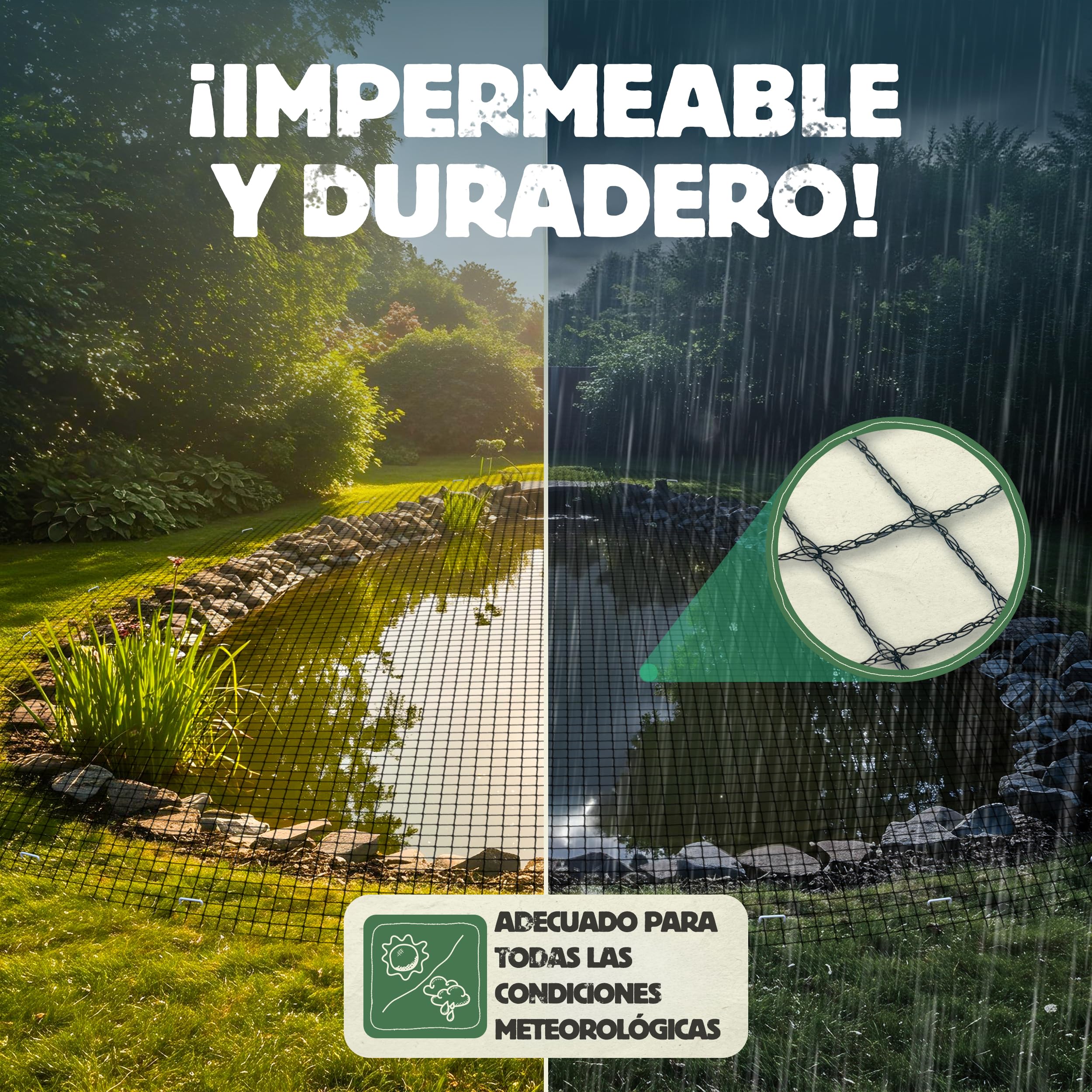 LAINFELD Red para estanques de Malla Fina, 2 x 5 m, Resistente a la Intemperie y a los Rayos UV, Red para pájaros, Pollos, balcón, contra Palomas y garzas