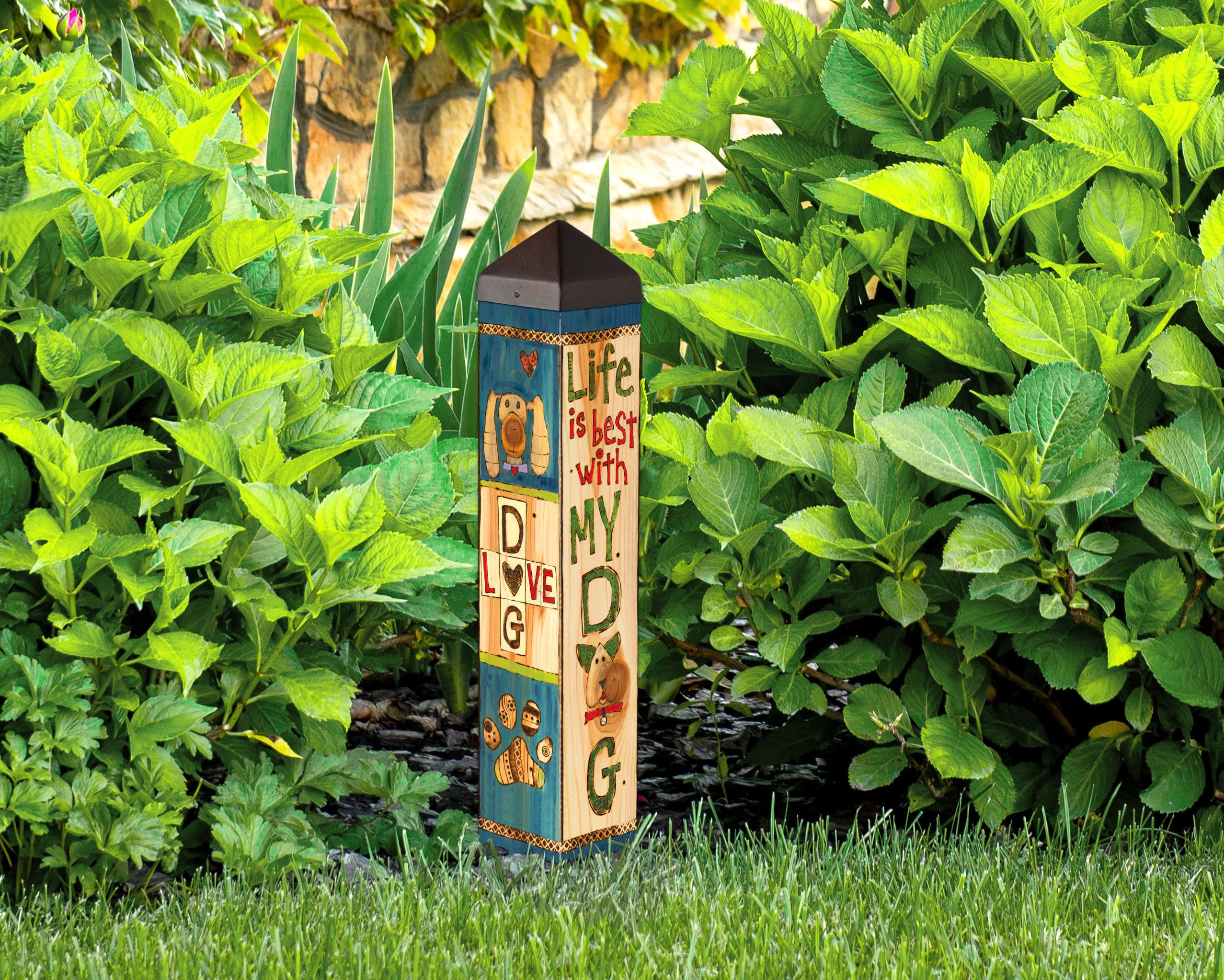 Studio M Lessons from My Dog Art Pole Pet Puppy Outdoor Dekorative Gartenpfosten, hergestellt in den USA, 50,8 cm hoch