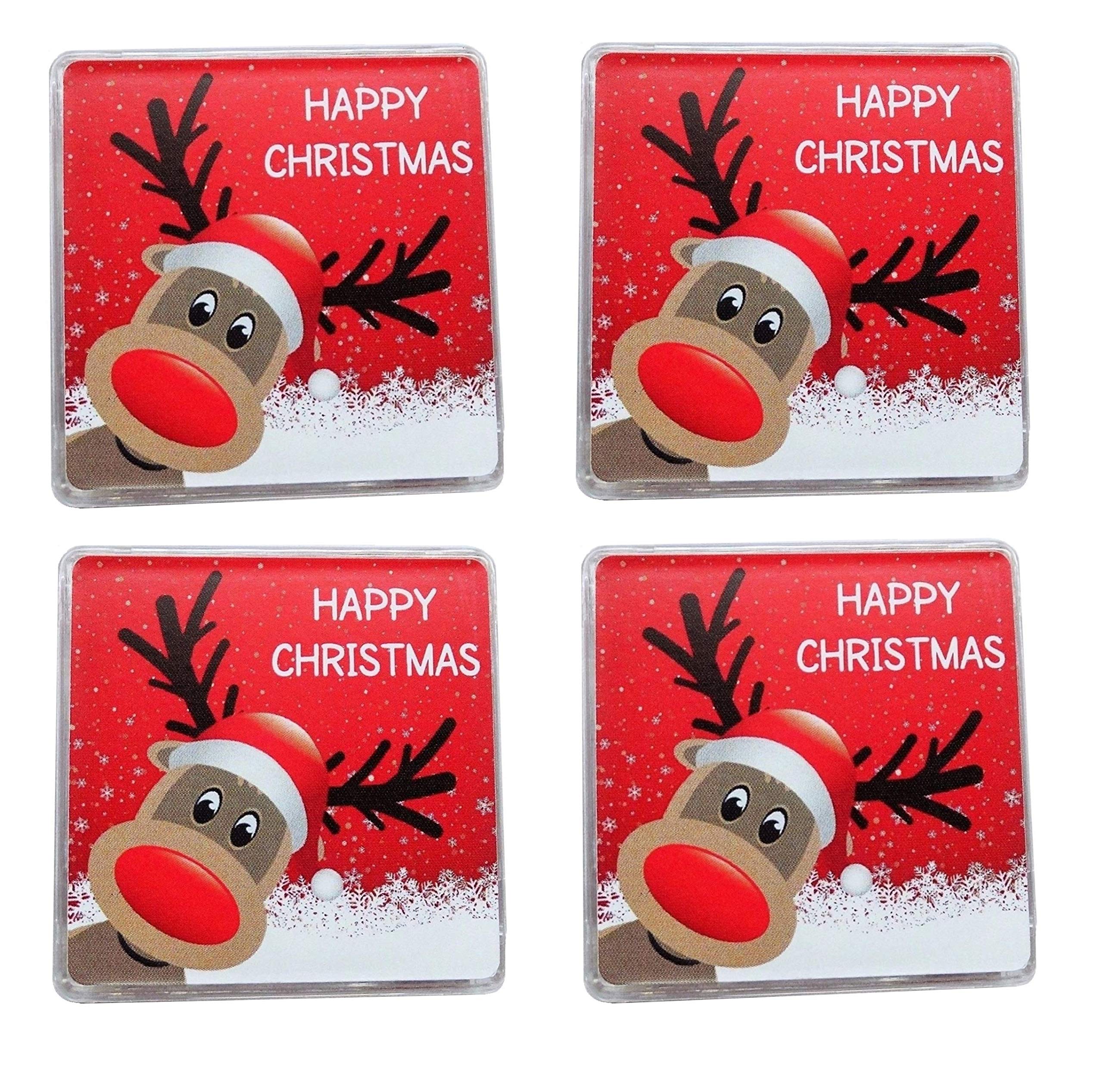 4 x Christmas Stocking Filler Gift Lucky Sixpence Present Reindeer Design Xmas