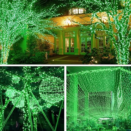 Miniatura 3 de amadecohome Paquete de 2 tiras de 100 luces LED solares de 42 pies, 8 modos de luces impermeables para exteriores, para jardín, árbol, patio,