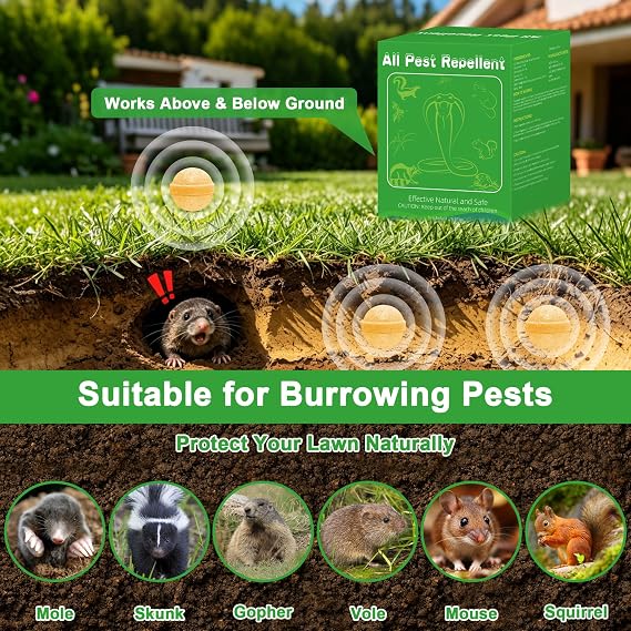 36Pack Mole Repellent - Natural Mole Deterrent for Yard, Garden and Under Decks, Plant-Based Essential Oil Formula, Safe for Kids & Pets, Long-Lasting Scent to Keep Mole Away