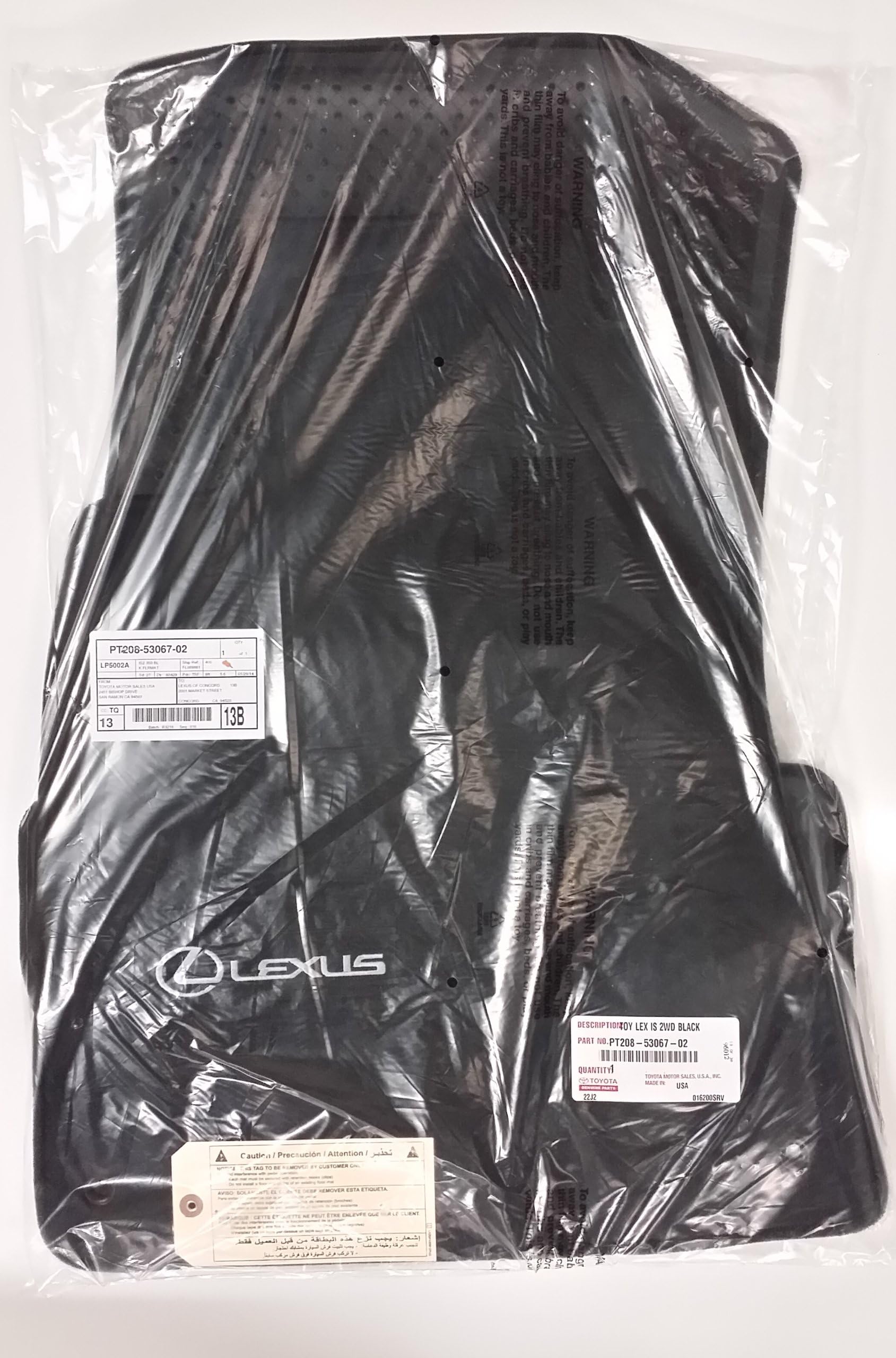 Lexus Genuine Parts, OEM IS350 IS250 Black, Carpet Floor