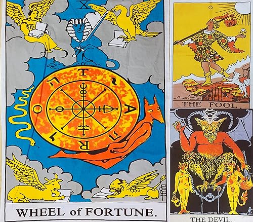 Indian Consigners Tapiz The Fool Devil Wheel Of Fortune