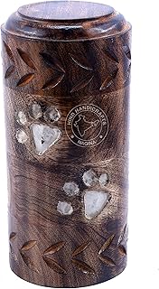 Hind Handicrafts Wooden Two Paw Engraved Pet Urn for Dogs Cats Memorial Keepsake Urns for Ashes, Photo Wooden Box Cremation Urn (4