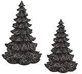 2er Set Weihnachtsbäume in Schwarz mit Glitzer