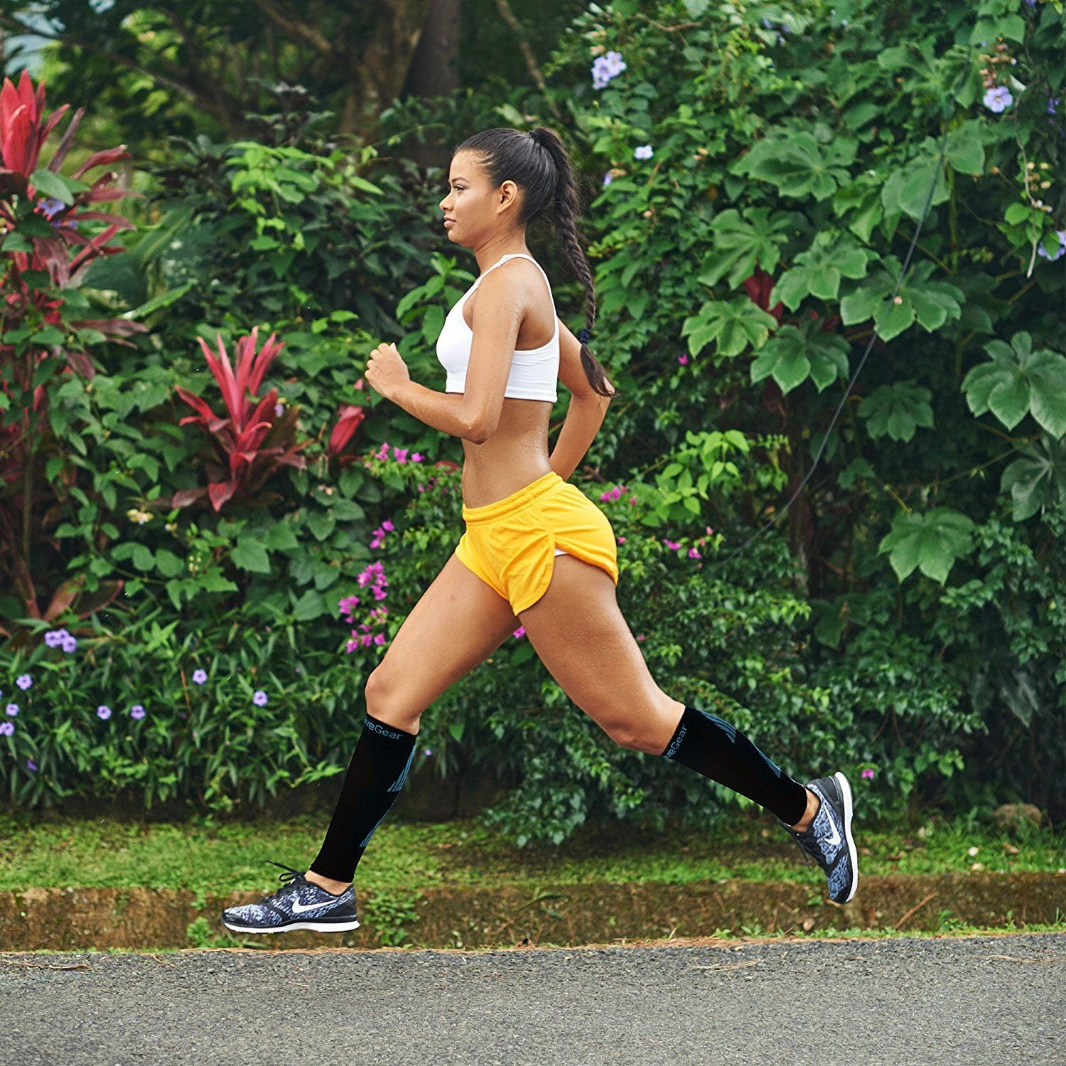 Buy 1 get 1 🔥 ActiveGear Calf Compression Sleeves for Men and Women to Improve Circulation and Recovery - Black/Blue L/XL (One Pair) Best Deal Product ActiveGear Calf Compression Sleeves for Men and Women to Improve Circulation and Recovery - Black/Blue L/XL (One Pair)