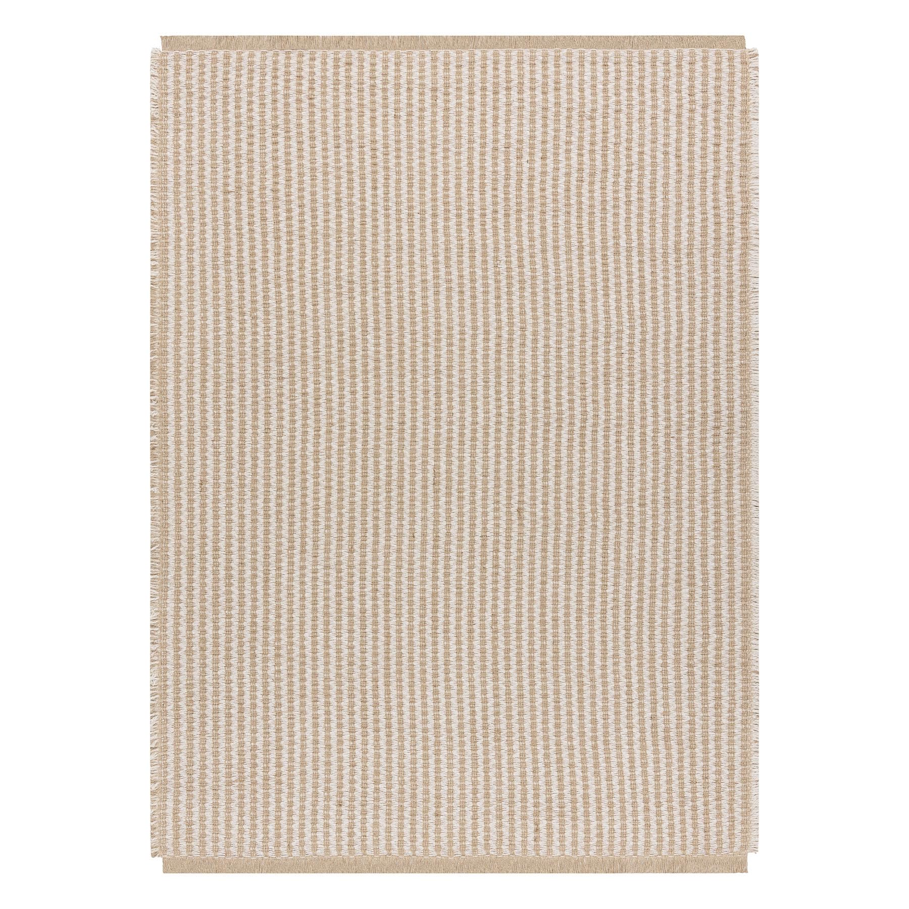 Dywan jutowy 3650 kremowy/beżowy linie - juta, tkany na płasko, frędzle kremowy 60 x 100 cm