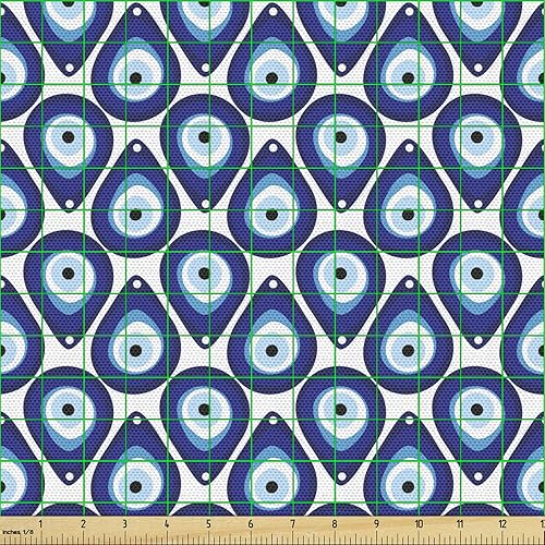 Vista 84 de Ambesonne Tela beige de The Yard, ilustración contemporánea de animales marinos en estilo retro, arte de caballito de mar de cangrejo de pulpo, tela