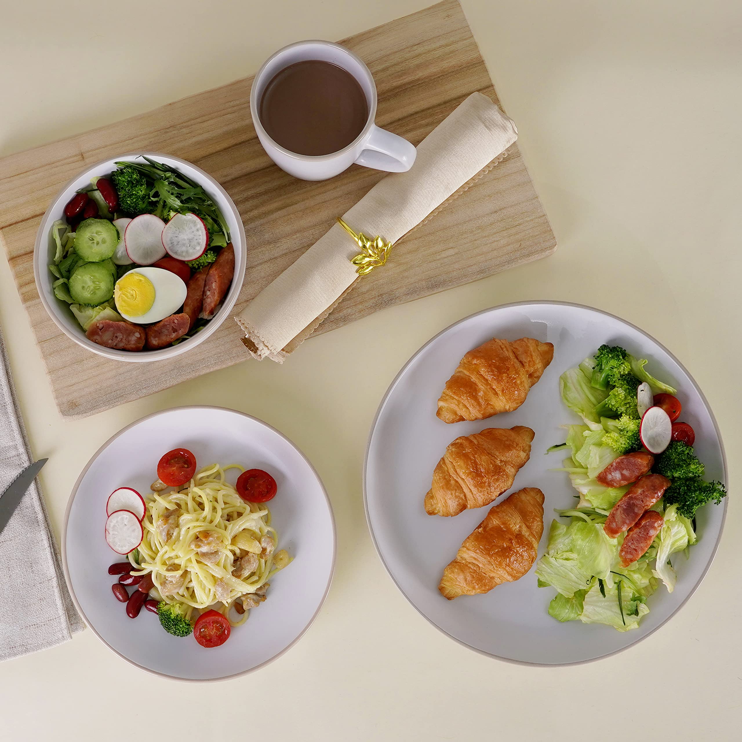 Buy BOBOYM Dinnerware Set,16 Piece White Round A grade Stoneware