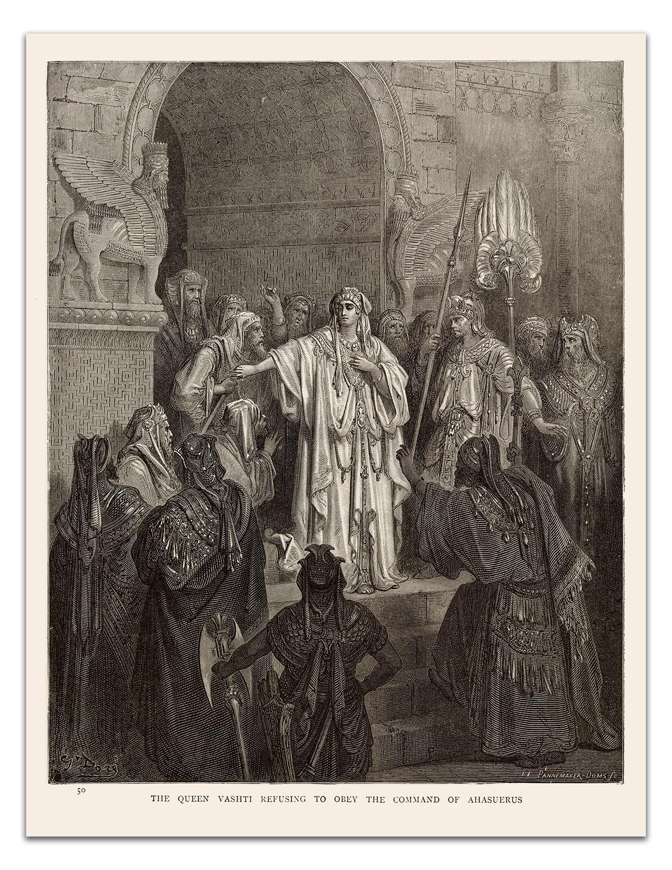 Gustave Dore QUEEN VASHTI (1891) Vintage Illustration Poster -Unframed- Premium Art Print (11x8.5")