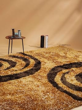 Rugsotic Carpets Hand Tufted Shag Polyester 8x10 Area Rug Contemporary Gold Brown K00048