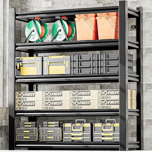 Miniatura 2 de Estantería de garaje de 78 pulgadas de alto, estantes de almacenamiento resistentes de 3000 bls, estantería de metal ajustable de 5 niveles fácil de