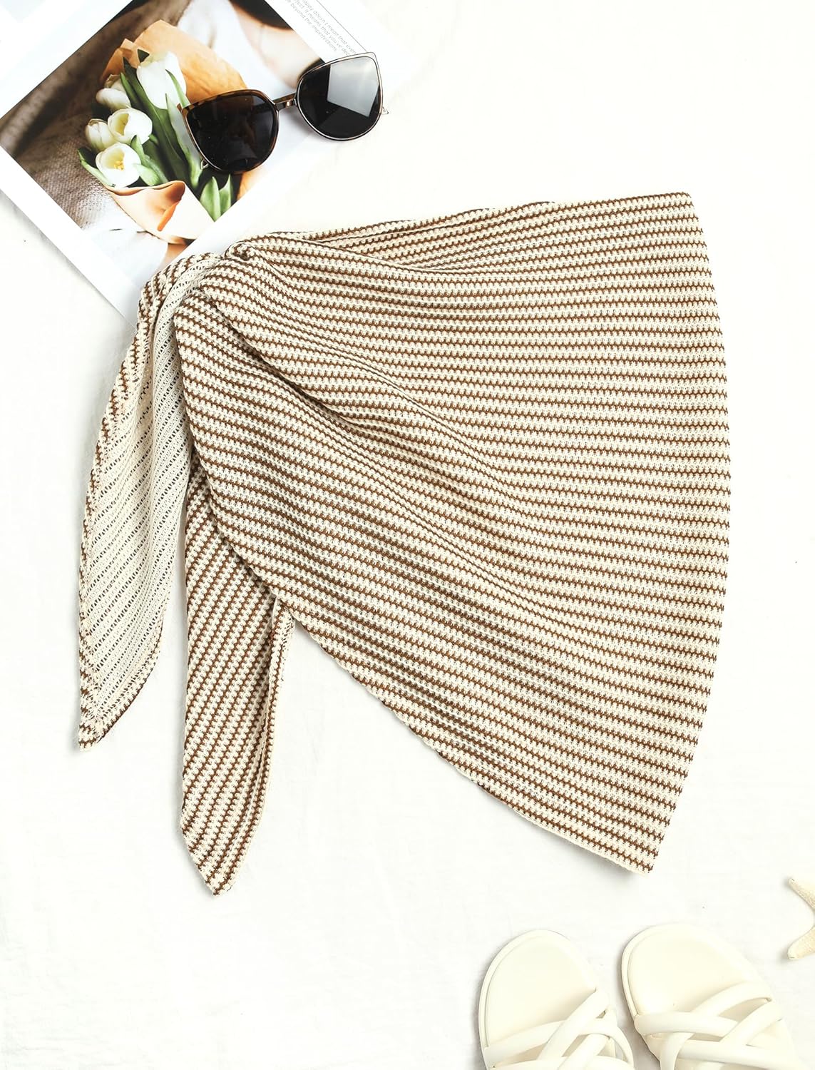 ZAFUL Women Beach Sarong Bathing Suit Wrap Skirt Textured Bikini Swimsuit Cover Ups for Swimwear - Image 3