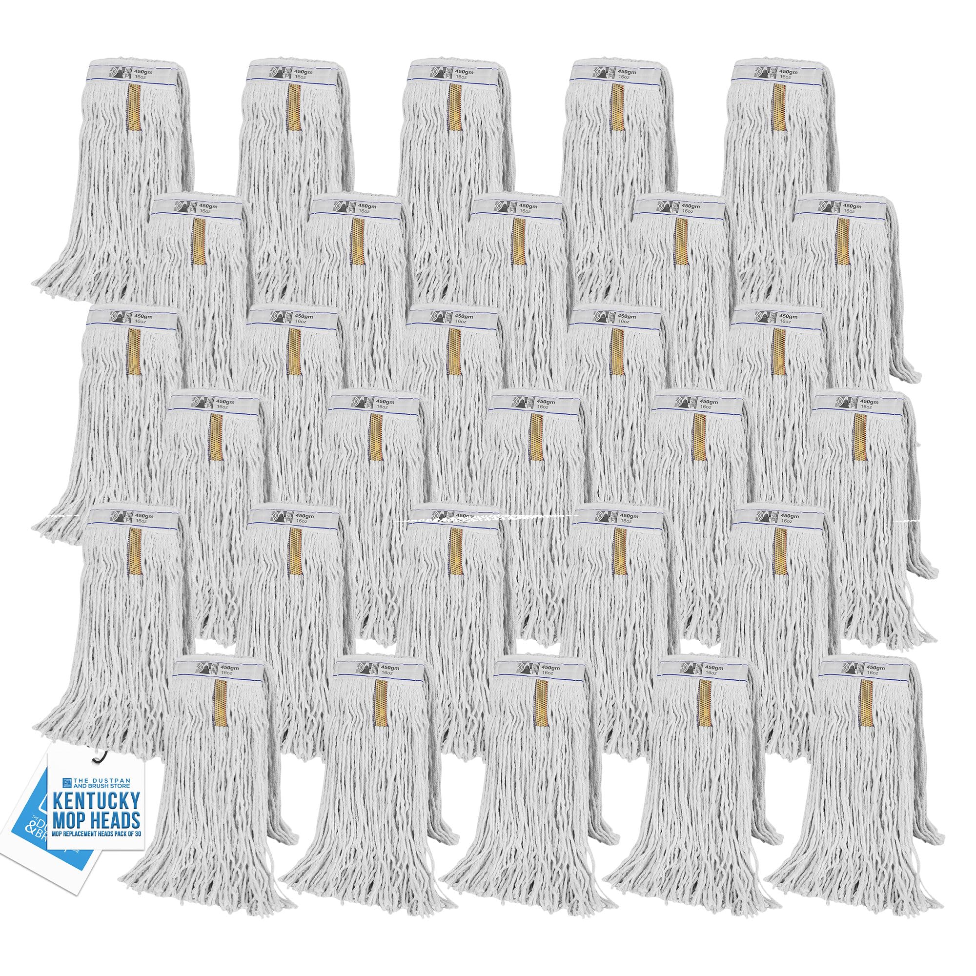 Tdbs The Dustpan And Brush Store Cotton Kentucky Mop Head Replacement Commercial Mop Heads For Heavy Duty Industrial Use - Large Size Py Yarn 16Oz 450 Gram (30)