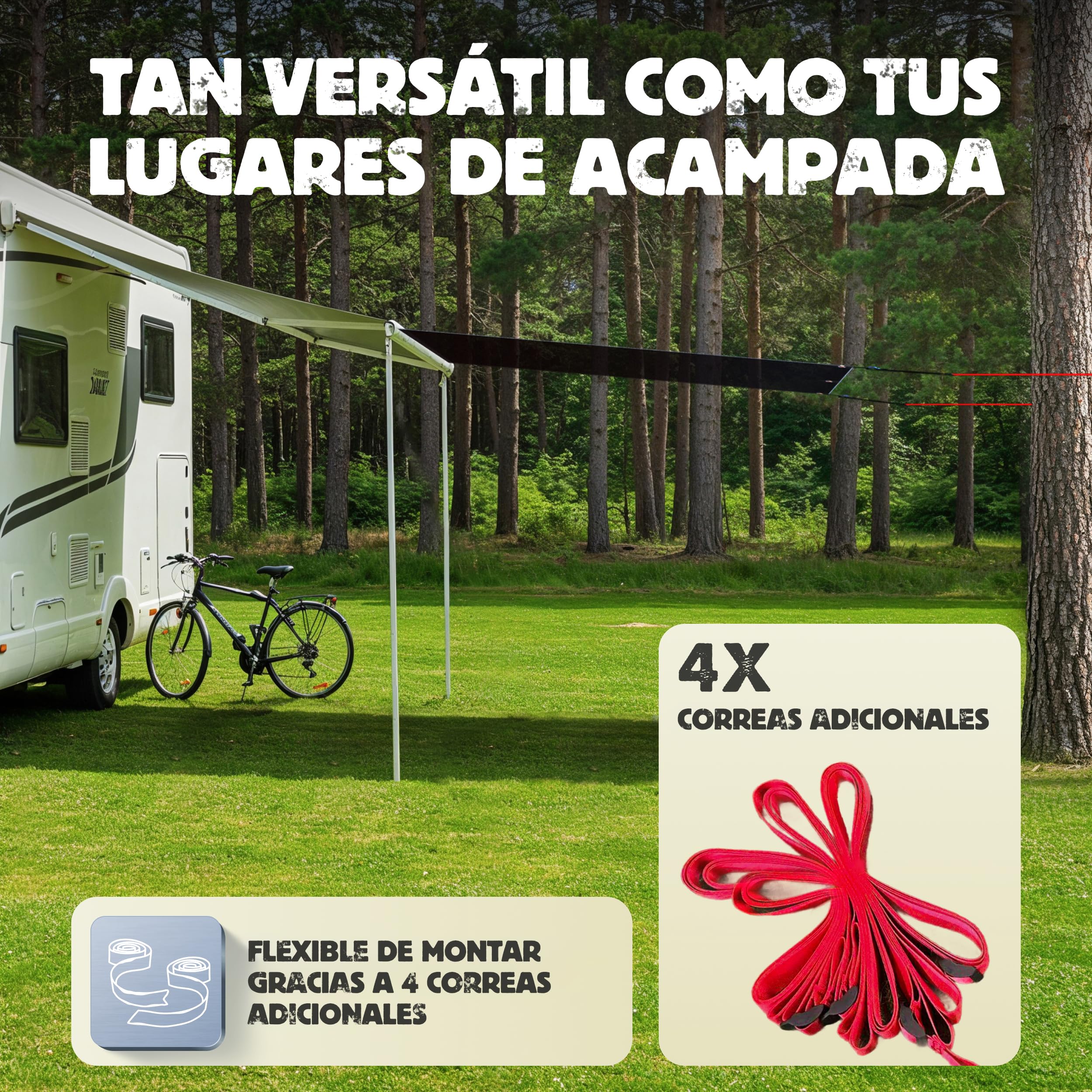 LAINFELD Toldo de Refuerzo de 2,4 x 2,0 m, protección Solar para autocaravanas, toldo Apto para Thule Omnistor, Barra de Refuerzo para Accesorios
