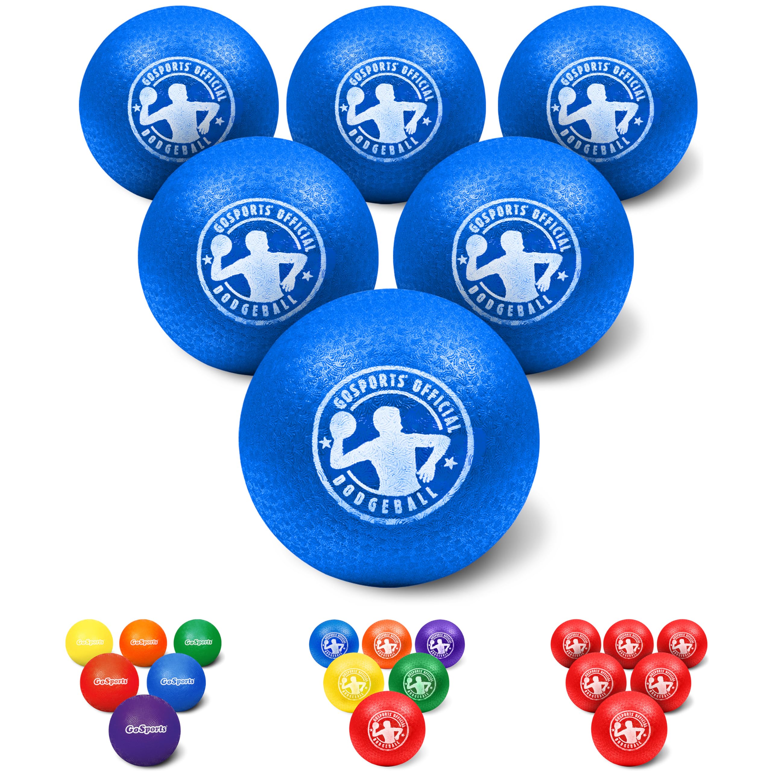 GoSports Dodgeball Balls - 6 Pack Air Touch No-Sting Balls - Includes Ball Pump & Mesh Bag - Blue