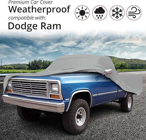 Miniatura 2 de CarCovers Cubierta para Camión Compatible con Dodge Ram 1500, 2500, 3500, D100, 50, SRT-10-5L para exterior o interior, protege el vehículo, polvo,