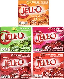Jell-O Variety Pack Orange Cherry Lime Strawberry Raspberry 6 oz (5-Pack)