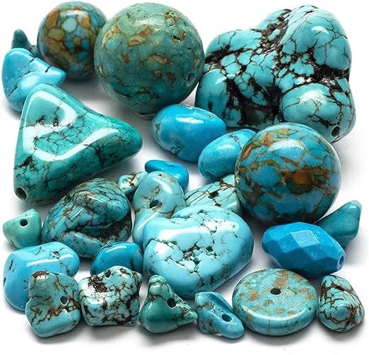 KALIFANO Howlite Turquoise Mixed Bead Asssortment - Loose Beads with Hole Drilled for Jewelry Making (Necklaces, Earrings, Bracelets) High Energy Piedras para Bisuteria from Mexico