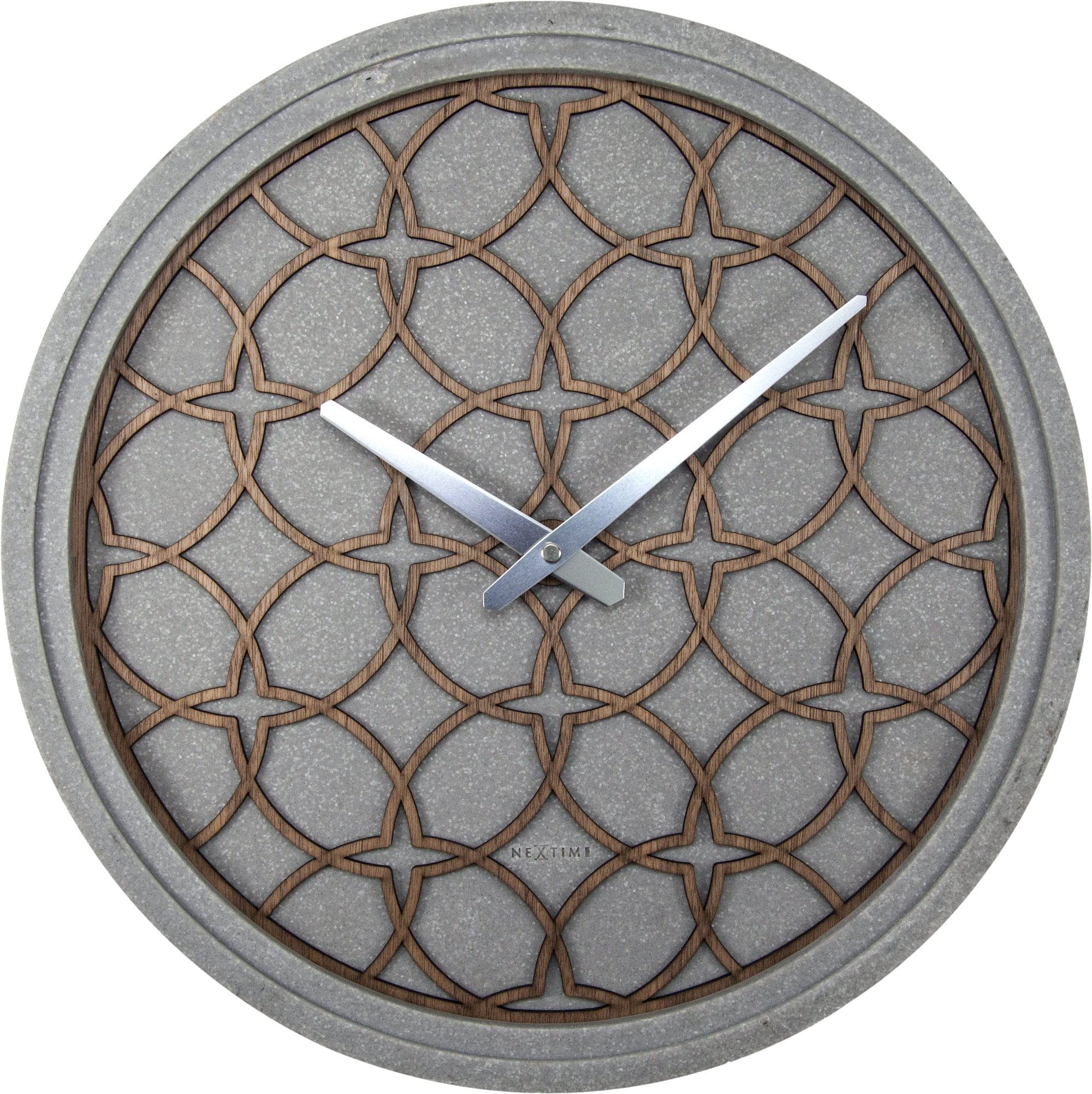 NexTime - Wall Clock - Ø 39.5 cm - Polyresin/Wood – Grey – 'Concreto love', 3212BR