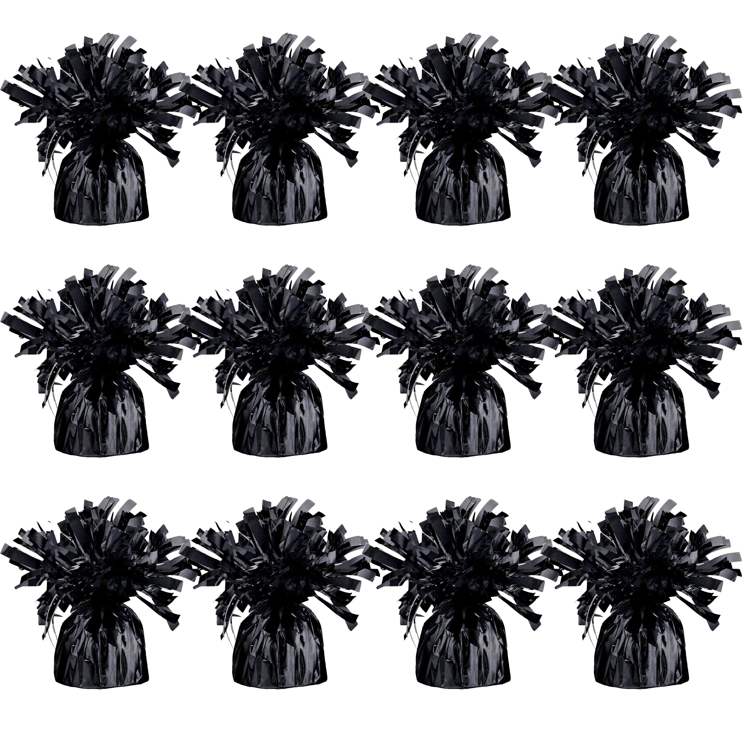 Black Balloon Weights, Heavy Balloon Weight Pack of 12 Metallic Foil Weights for Balloons, Birthday Party & Wedding Table Centerpiece Ballon Weight