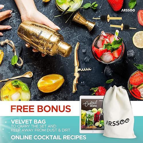 Miniatura 7 de Juego de coctelera 7 piezas de acero inoxidable de 25.3 onzas Martini Shaker Mixology Bartender Kit  Herramientas de bar profesionales perfectas