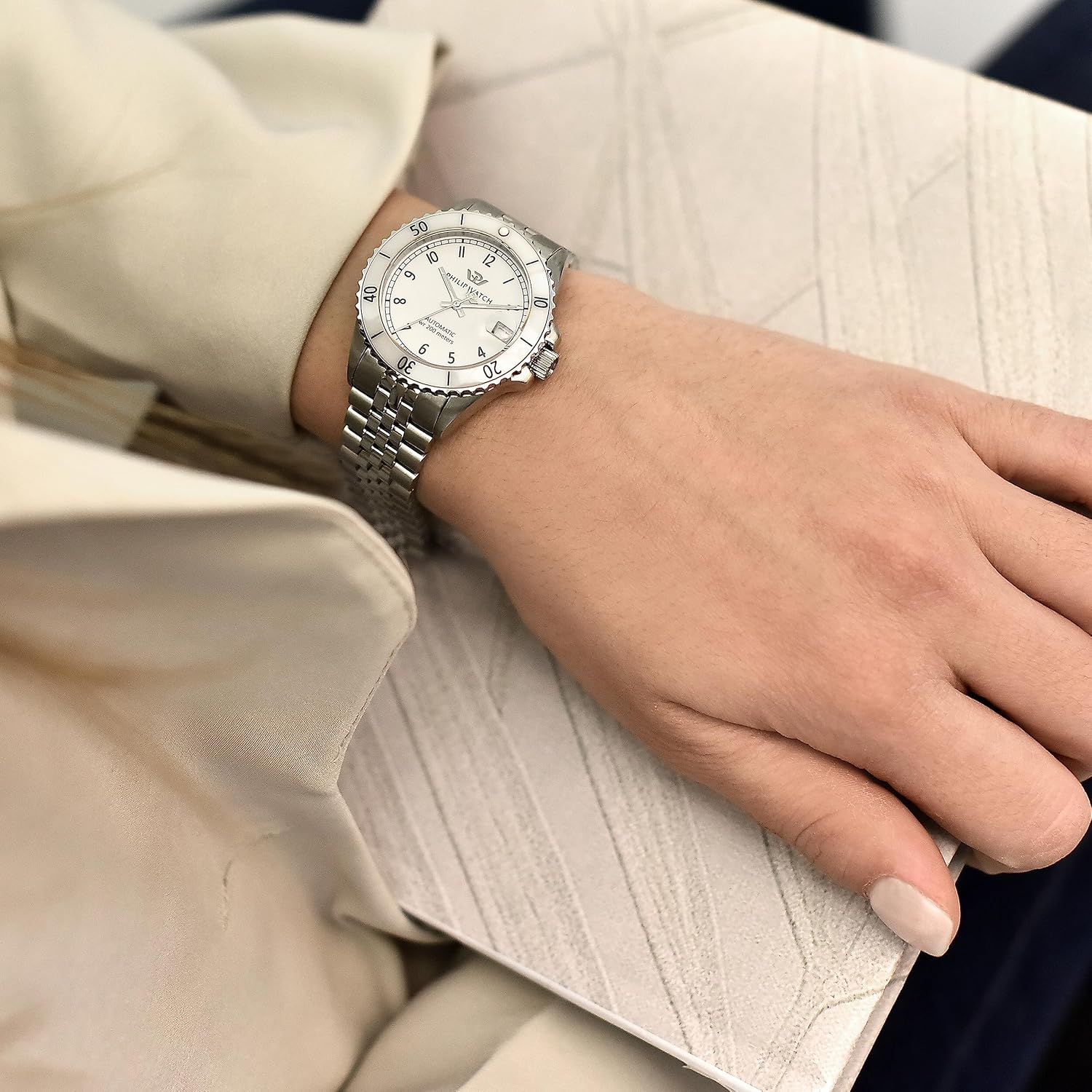 Philip Watch Orologio Analogico Automatico Donna con Cinturino in Acciaio Inossidabile R8223216503 Philip Watch Orologio Analogico Automatico Donna con Cinturino in Acciaio Inossidabile R8223216503