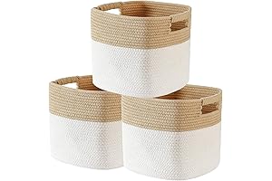 3-Piece Yellow Rattan Storage Cube Set: Woven Square Storage Basket Organizers for Clothes, Toys, Towels