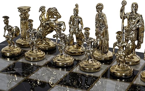 Tablero de ajedrez Hecho a mano, lujo, histórico (Roman4 - Escudo, tablero de mármol 37)