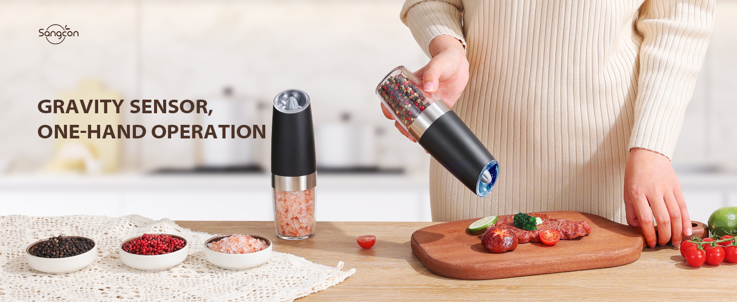 Sangcon Mini Elektrische Salz und PfeffermüHle Set, Tragbar USB