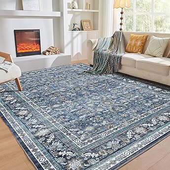 OPPODREAM Soft Area Rugs 5x7, 5x7 Washable Rug with Non Slip Backing, 5 x 7 Faux Cashmere Low-Pile Carpet, Black & Red