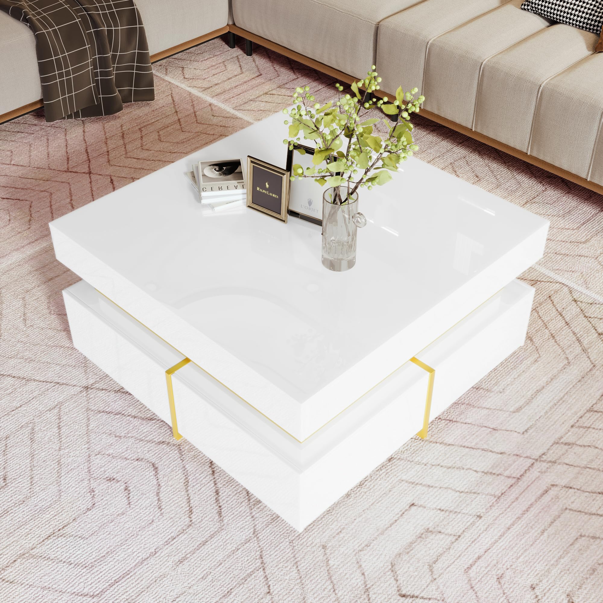 Mesa de centro con dos cajones de almacenamiento para ordenar el salon