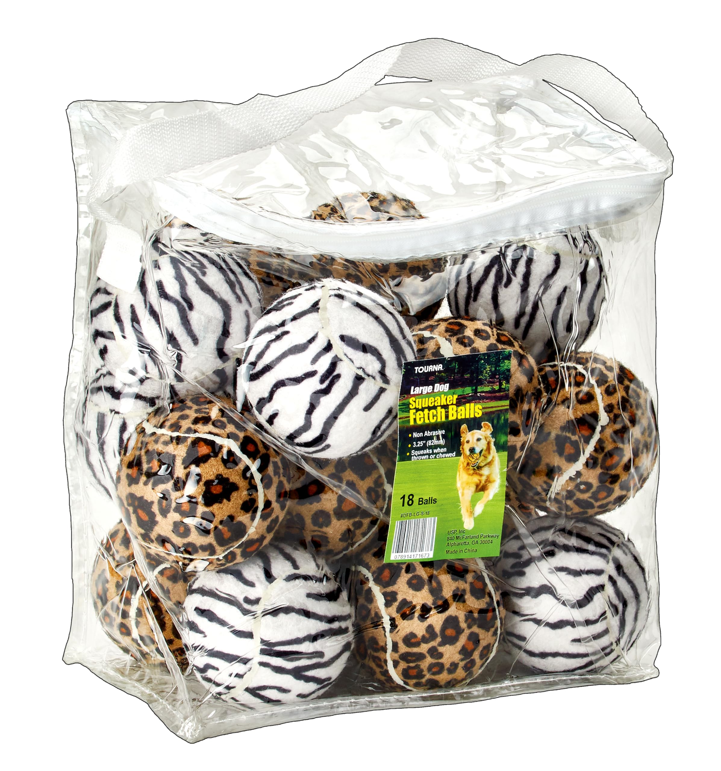 TOURNA 5-Inch Large Tennis Squeaker Ball Fun Animal Print Dog Toy for Large Dogs